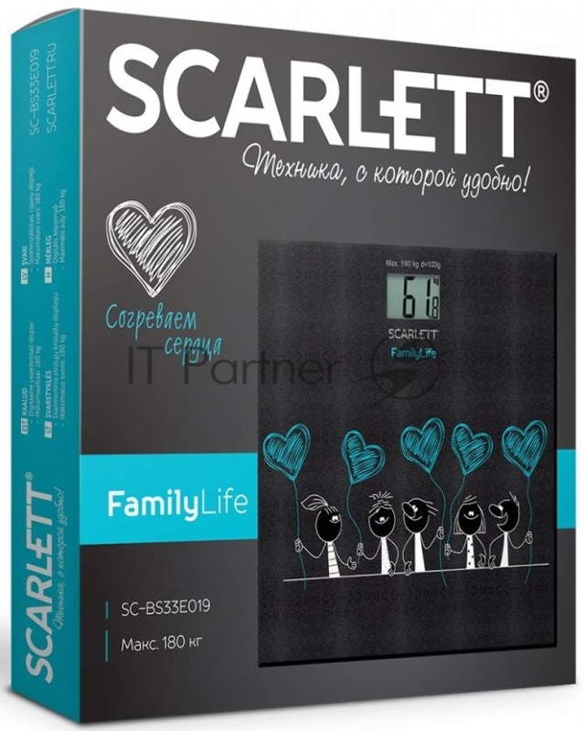 Весы напольные электронные Scarlett SC-BS33E019 черный/рисунок