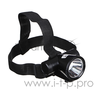 Фонарь ЧИНГИСХАН налобный, 1 LED, 3 Вт, 7х8см, 2 режима, 1200мАч, USB кабель, пластик СП