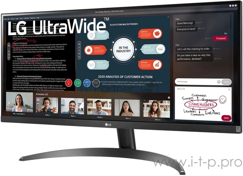 Монитор LG 29 UltraWide 29WP500-B черный IPS LED 21:9 (Ultrawide) HDMI матовая 250cd 178гр/178гр 2560x1080 FHD 5.2кг