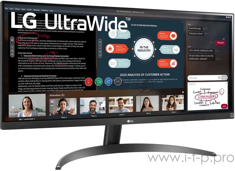 Монитор LG 29 UltraWide 29WP500-B черный IPS LED 21:9 (Ultrawide) HDMI матовая 250cd 178гр/178гр 2560x1080 FHD 5.2кг