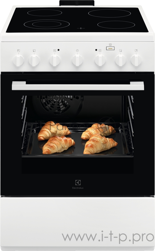 Электрическая плита ELECTROLUX Электрическая плита ELECTROLUX/ Электрическая плита со стеклокерамикой, 60см шириной, белого цвета, мультифункциональная электрическая духовка с паром SteamBake, электрический гриль, механический таймер с отключением ду