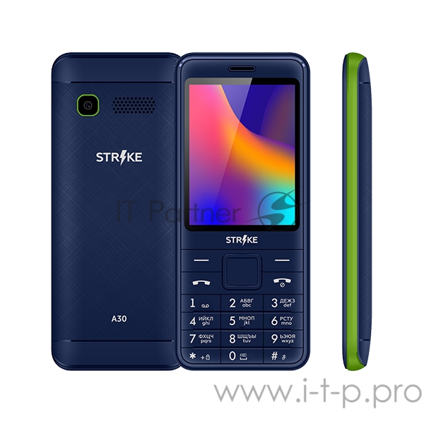 Мобильный телефон Strike A30 Blue. SC6531E, 1, 208MHZ, ThreadX, 32 Mb, 32 Mb, 2G GSM 850/900/1800/1900, Bluetooth V2.1+EDR Экран: 2.8 , 240*320, TFT Основная камера: 0.08 MP, инт. отсутствует, FF, 1, Пластик, F=6.5 Фронтальная камера: , Кол-во СИМ: 2