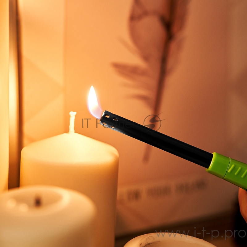 Бытовая газовая пьезозажигалка с классическим пламенем многоразовая (1 шт.) зеленая СК-306 СОКОЛ