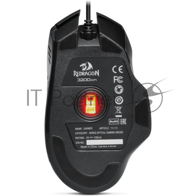 Мышь проводная игровая DEFENDER Gainer оптика,6кнопок,1000-3200dpi 75170