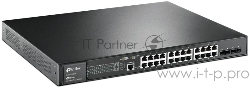 Коммутатор JetStream 28-port Gigabit L2+ Managed Switch with 24-port PoE+, PoE budget up to 384W, support SDN