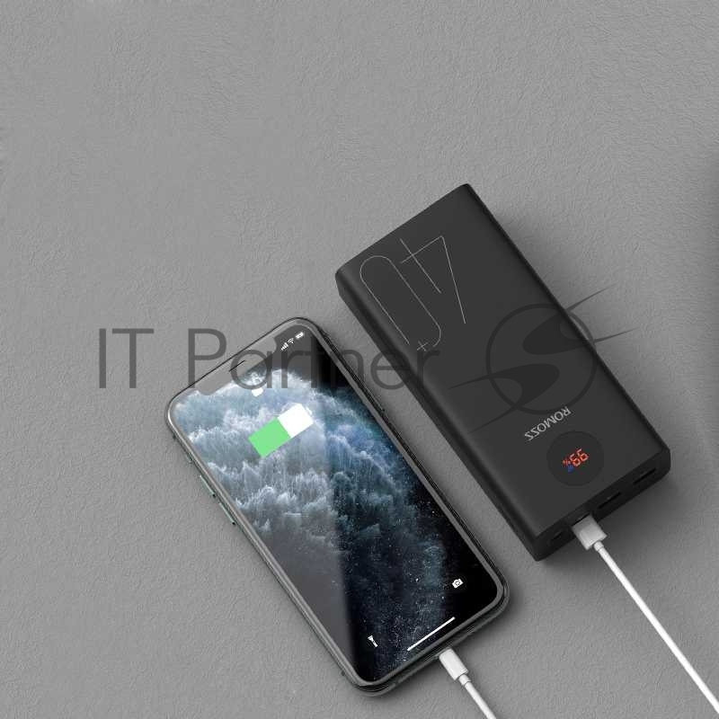 Мобильный аккумулятор Romoss PEA40 Li-Pol 40000mAh 3A+2.1A черный 2xUSB