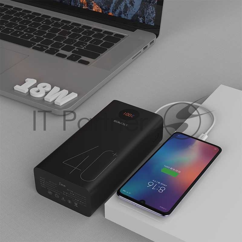 Мобильный аккумулятор Romoss PEA40 Li-Pol 40000mAh 3A+2.1A черный 2xUSB