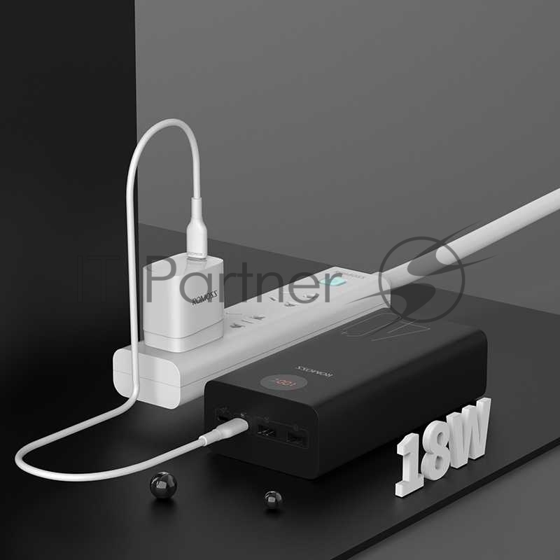 Мобильный аккумулятор Romoss PEA40 Li-Pol 40000mAh 3A+2.1A черный 2xUSB