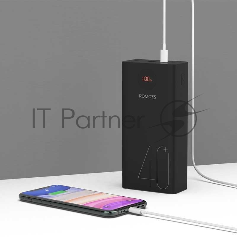 Мобильный аккумулятор Romoss PEA40 Li-Pol 40000mAh 3A+2.1A черный 2xUSB