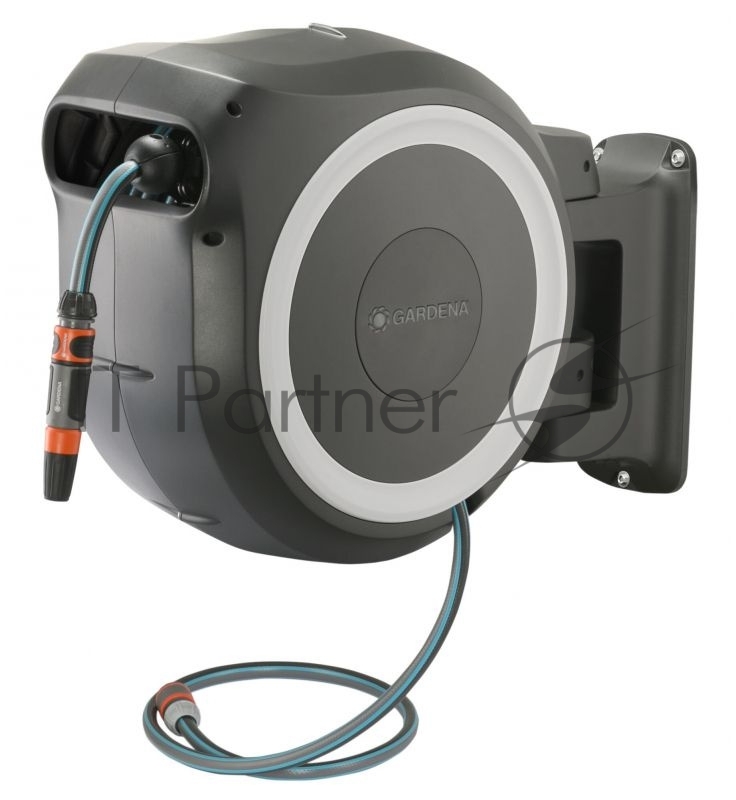 Тележка для шланга Gardena RollUp L серый/белый шланг в компл. 30м (18627-20.000.00)