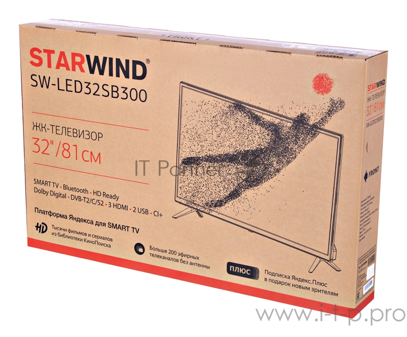Телевизор LED Starwind 32 SW-LED32SB300 Яндекс.ТВ черный/HD READY/60Hz/DVB-T/DVB-T2/DVB-C/ TV (RUS)