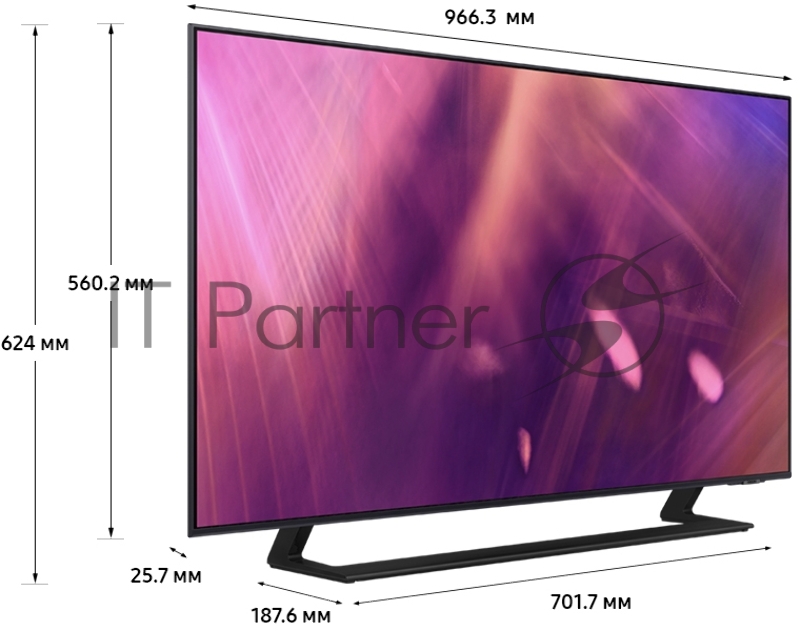 Телевизор ЖК 43 Samsung Телевизор ЖК 43 Samsung/ 43”, Ultra HD, Smart TV, Wi-Fi, Voice, PQI 2800, DVB-T2/C/S2, Bluetooth, CI+(1.4), 20W, OTS Lite, FreeSync, 3HDMI, 2USB, BLACK