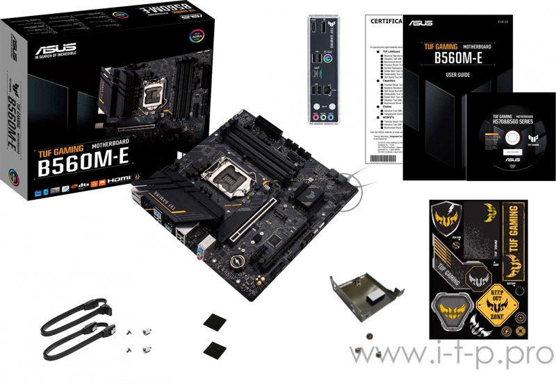 Материнская плата ASUS TUF GAMING B560M-E, LGA1200, B560, 4*DDR4, DP+HDMI, , SATA3 + RAID, Audio, Gb LAN, USB 3.2*4, USB 2.0*6, COM*1 header (w/o cable), mATX 90MB1850-M0EAY0