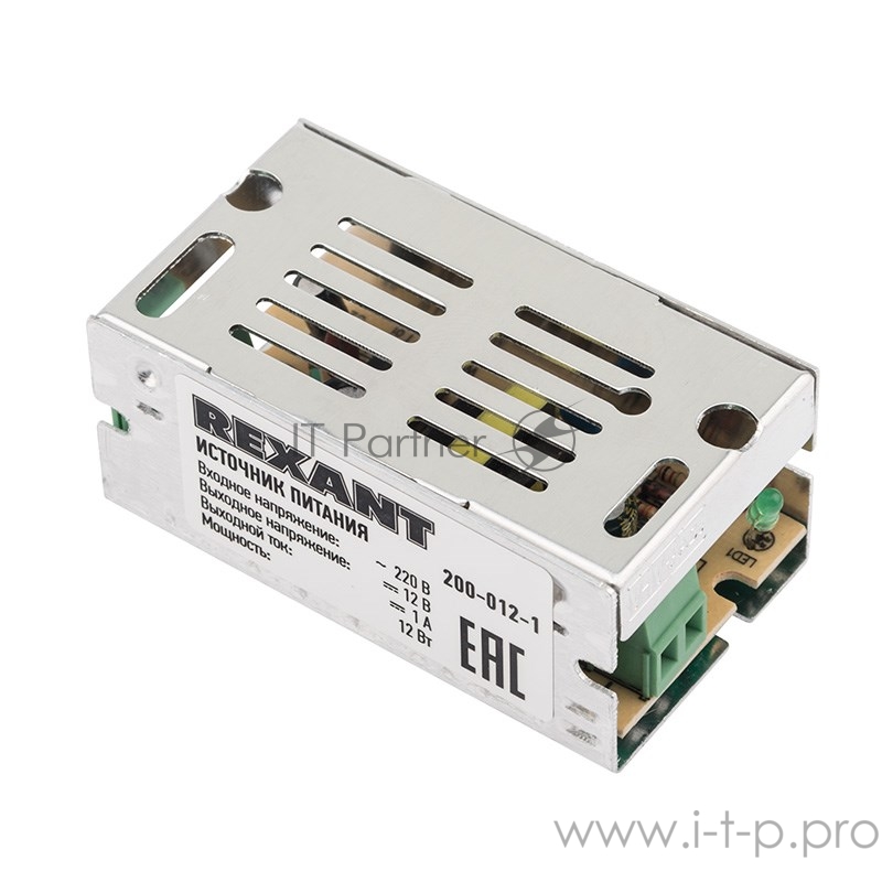 Источник питания 220 V AC/12 V DC 1 A 12 W с разъемами под винт, без влагозащиты (IP23)