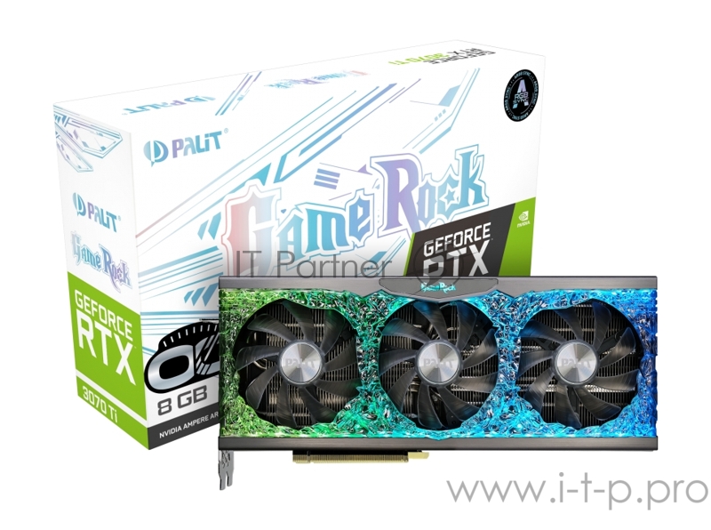 Видеокарта Palit PCI-E nVidia GeForce RTX3070TI GAMEROCK OC 8Gb (256bit/GDDR6X/HDMI/DPx3) (NED307TT19P2-1047G)