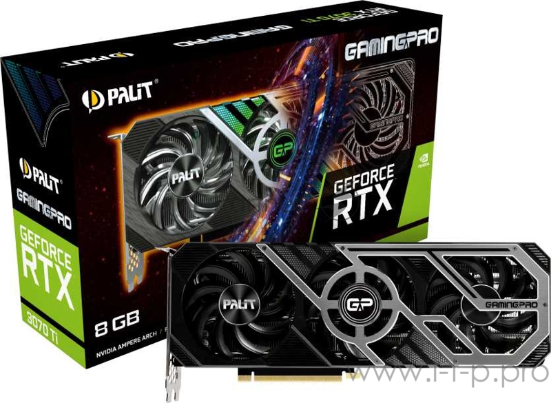 Видеокарта Palit PCI-E nVidia GeForce RTX3070TI GAMINGPRO 8Gb (256bit/GDDR6/HDMI/DPx3) (NED307T019P2-1046A)