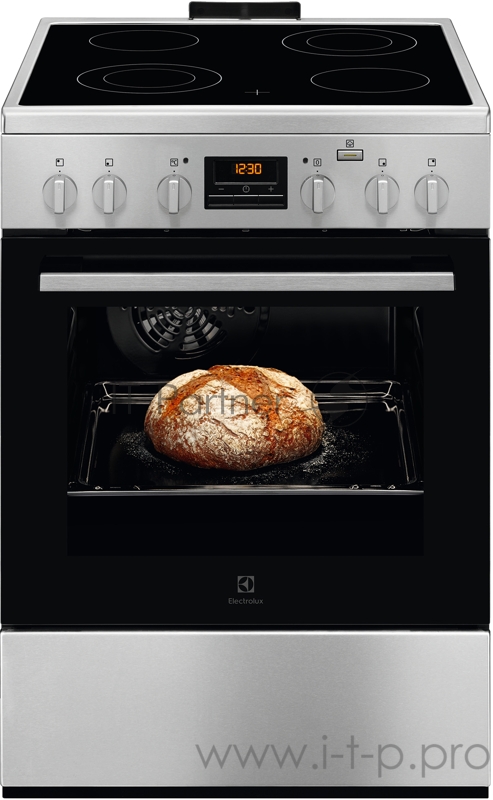 Электрическая плита ELECTROLUX Электрическая плита ELECTROLUX/ Электрическая плита со стеклокерамикой, 60см шириной, нержавеющая сталь c Anti Finger Print, мультифункциональная электрическая духовка с паром SteamBake, электрический гриль, электронное