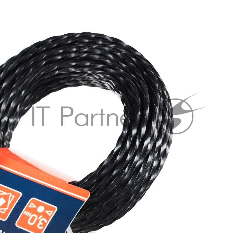 Леска PATRIOT D 3,0 мм L 12 м (скрученный квадрат, черный) 300-12-5, картонный подвес