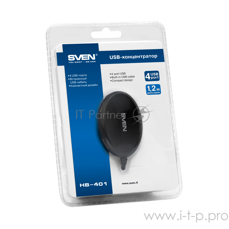 Контроллер Sven HB-401 USB-концентратор, black