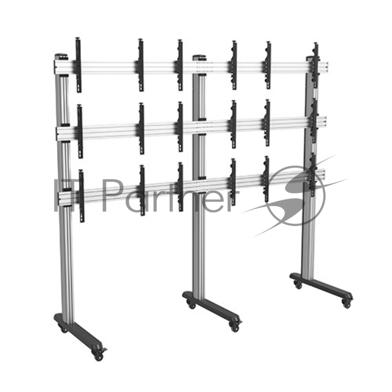 Мобильная стойка Wize Pro VWM3X3-55 для видеостены 3х3 из дисплеев 45-50, нагрузка до 50 кг на один дисплей, max VESA 600x400, кабельный канал