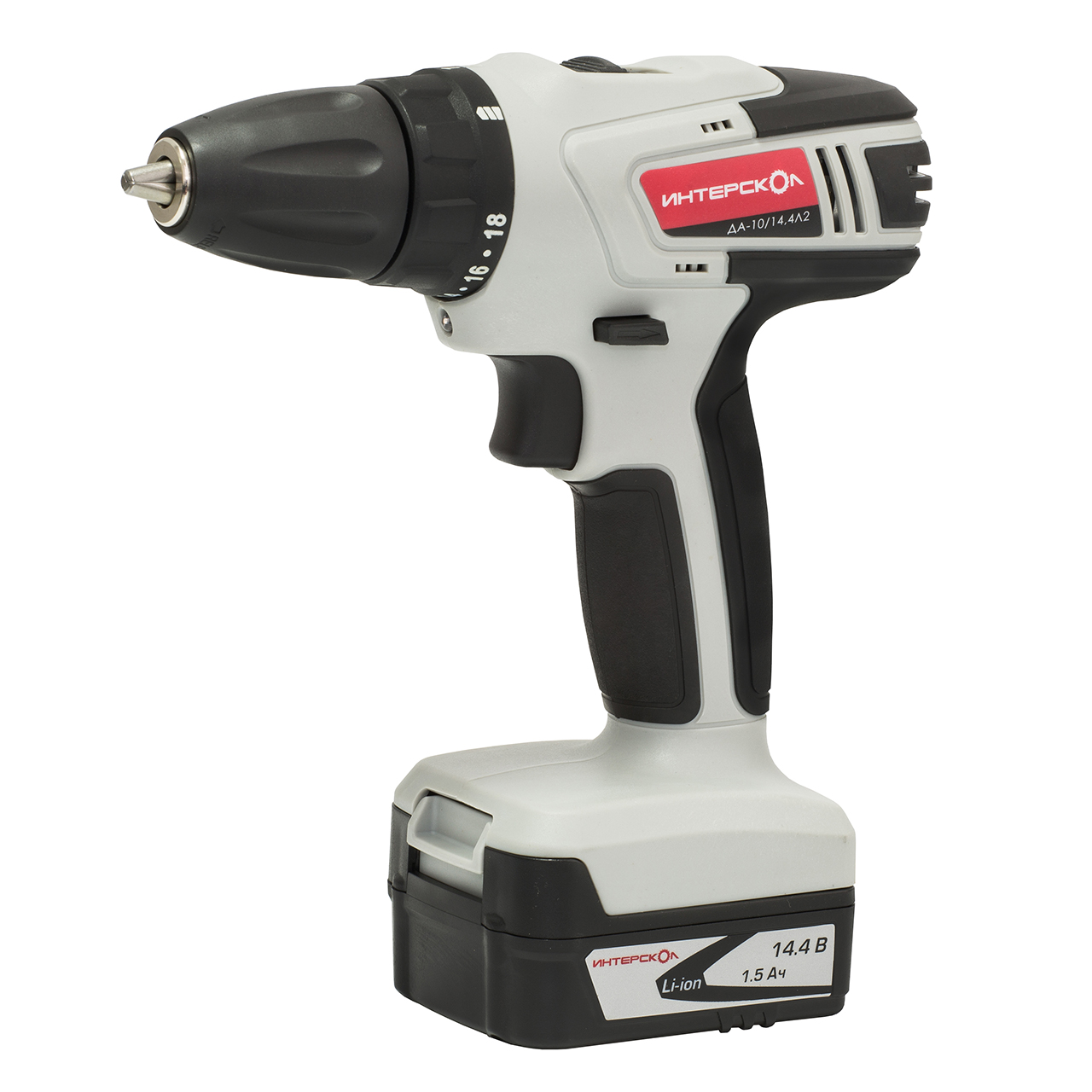 Дрель, Шуруповерт ИНТЕРСКОЛ ДА-10/14,4Л2 (Li-ion) акк. дрель-шуруп. (2 аккум.) 425.0.2.00