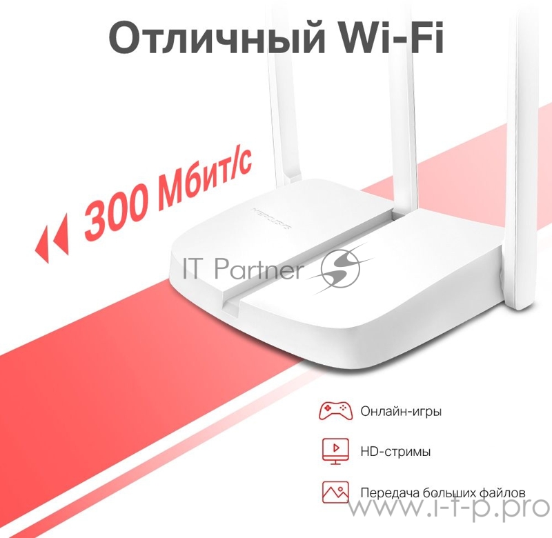 Роутер беспроводной Mercusys MW306R N300 10/100BASE-TX белый