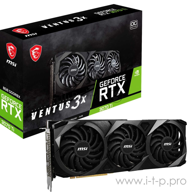 Видеокарта MSI PCI-E 4.0 RTX 3070 Ti VENTUS 3X 8G OC NVIDIA GeForce RTX 3070TI 8192Mb 256 GDDR6 1800/19000/HDMIx1/DPx3/HDCP Ret