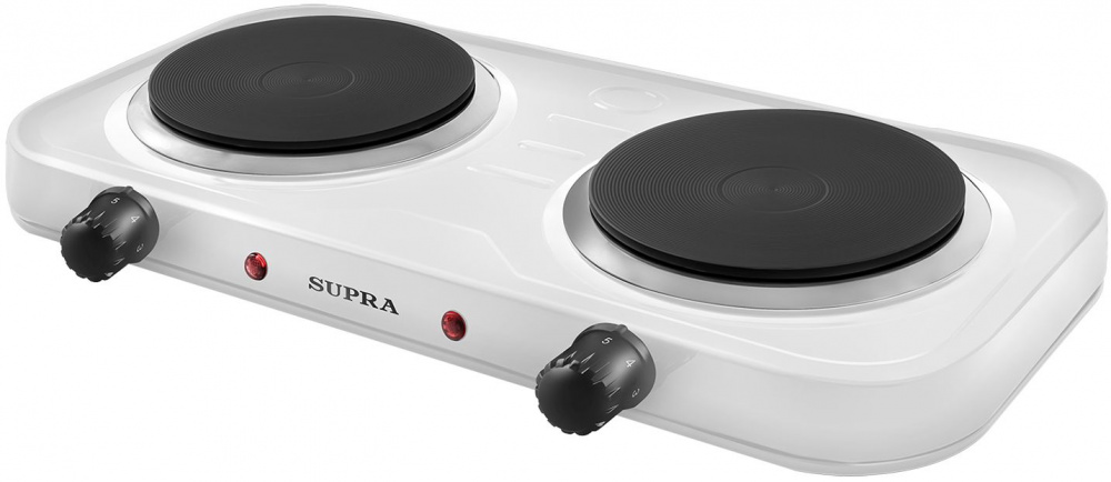 Плита Электрическая Supra HS-202 белый эмалированный металл (настольная)