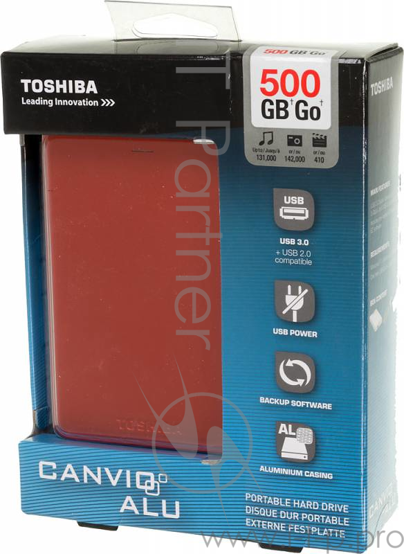 Внешний жесткий диск 500ГБ 2.5 Toshiba Canvio Alu HDTH305ER3AA, красный (USB3.0)