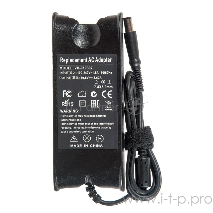 Блок питания для Dell 19.5V, 4.62А, 90W, 7.4х5.0, OEM
