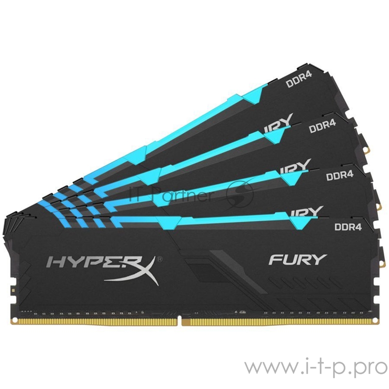 Оперативная память Kingston DRAM 64GB 3466MHz DDR4 CL17 DIMM (Kit of 4) HyperX FURY RGB EAN: 740617313840