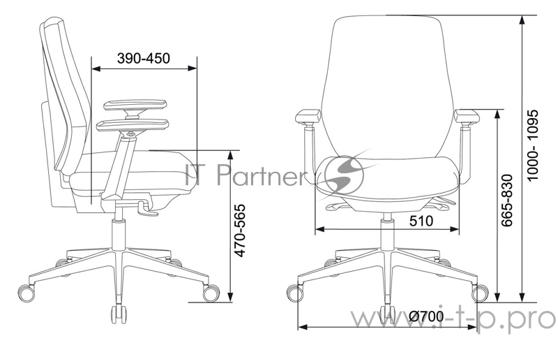 Кресло Бюрократ CH-545/LUX черный 38-418 крестовина алюминий