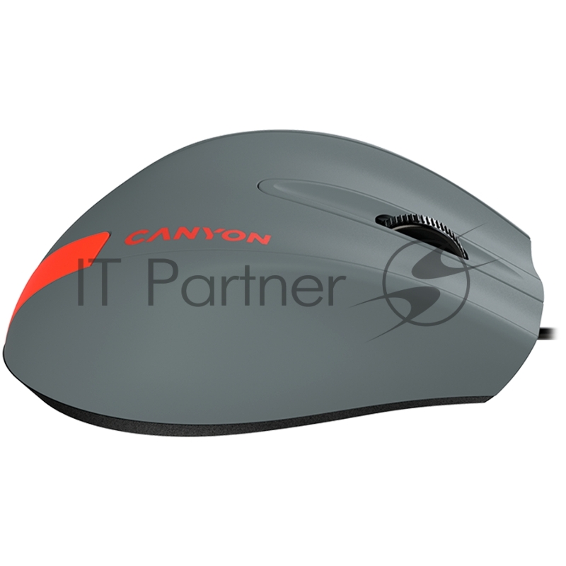 Мышь Wired Optical Mouse with 3 keys, DPI 1000 With 1.5M USB cable,Gray-Red,size 68*110*38mm,weight:0.072kg