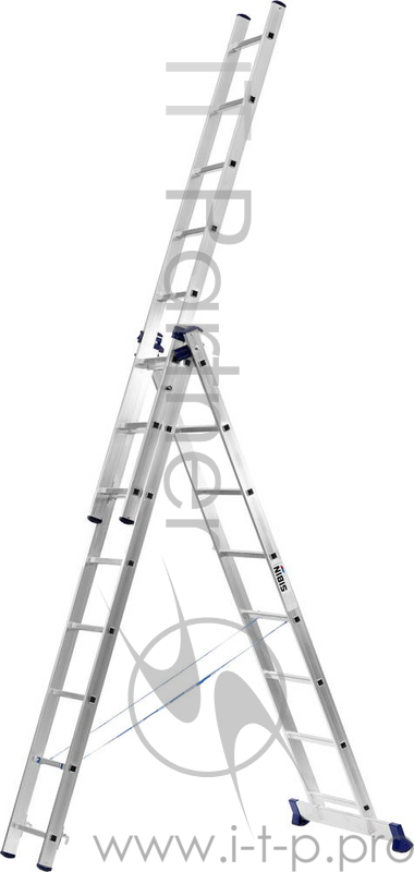 Лестницы, стремянки Лестница СИБИН универсальная, трехсекционная со стабилизатором, 7 ступеней 38833-07