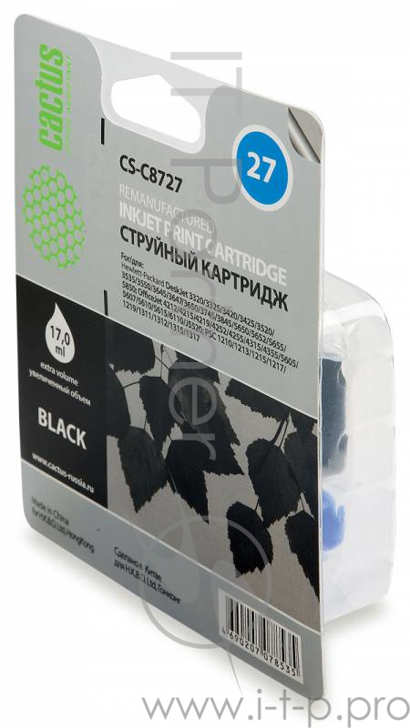 Картридж струйный Cactus CS-C8727 черный для №27 HP DeskJet 3320/3325/3420/3425/3520 (20ml)