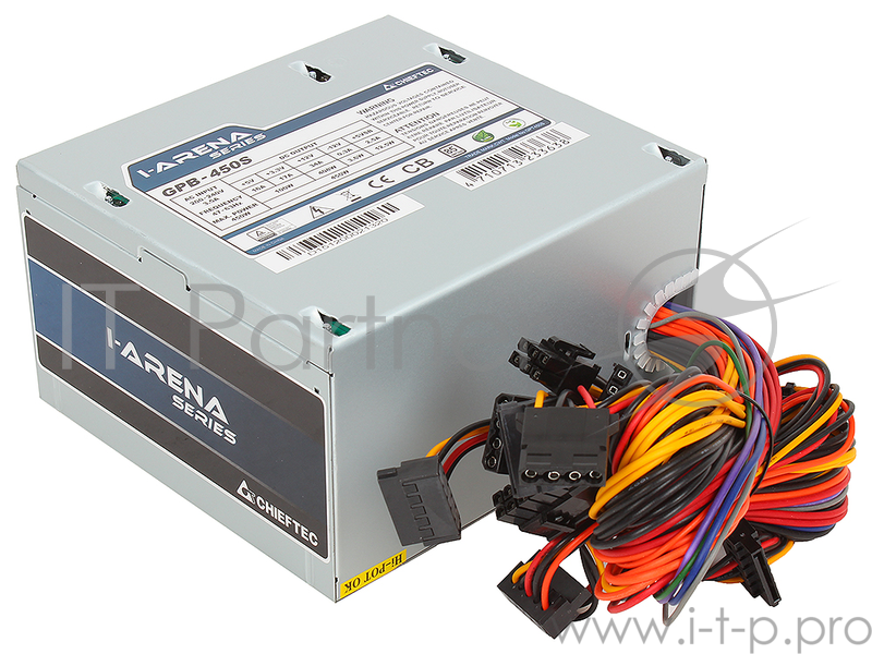 Блок питания Chieftec 450W OEM (GPB-450S) {ATX 2.3, 80 PLUS, 80% эфф, Active PFC, 120mm fan,} Silver