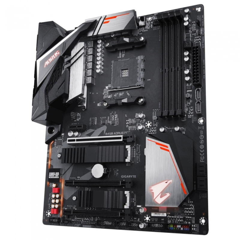 Мат. плата SocketAM4 GIGABYTE B450 AORUS PRO (AMD B450, 4xDDR4, M.2, SATA III, RAID, 3xPCI-E, DVI, HDMI, 1Гбит LAN, USB3.1, ATX)