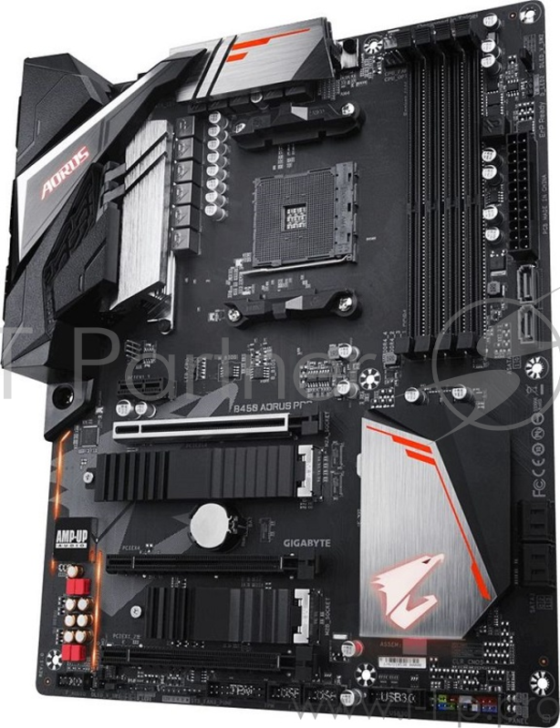 Мат. плата SocketAM4 GIGABYTE B450 AORUS PRO (AMD B450, 4xDDR4, M.2, SATA III, RAID, 3xPCI-E, DVI, HDMI, 1Гбит LAN, USB3.1, ATX)