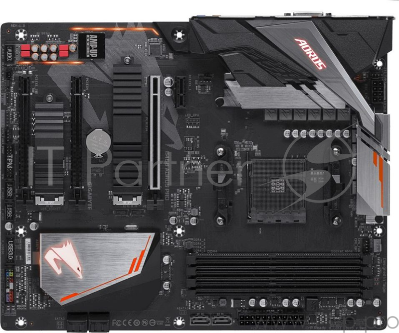 Мат. плата SocketAM4 GIGABYTE B450 AORUS PRO (AMD B450, 4xDDR4, M.2, SATA III, RAID, 3xPCI-E, DVI, HDMI, 1Гбит LAN, USB3.1, ATX)