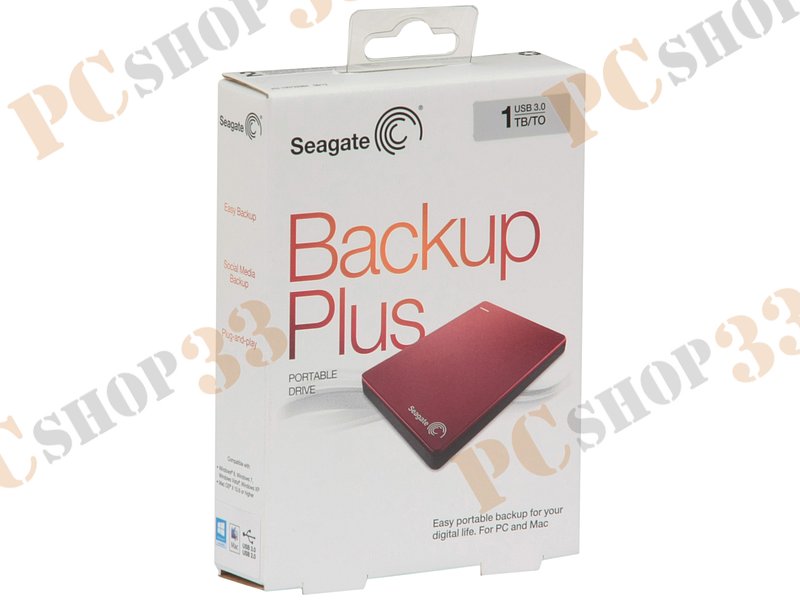 Внешний жесткий диск 1000ГБ 2.5 Seagate Backup Plus Portable STDR1000203, красно-черный (USB3.0)
