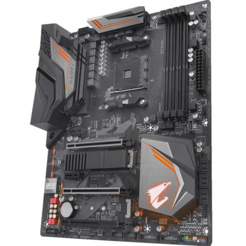Мат. плата SocketAM4 GIGABYTE X470 AORUS ULTRA GAMING (AMD X470, 4xDDR4, M.2, SATA III, RAID, 3xPCI-E, HDMI, 1Гбит LAN, USB3.1, ATX)