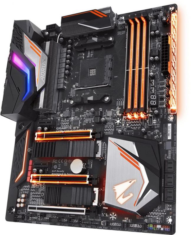 Мат. плата SocketAM4 GIGABYTE X470 AORUS GAMING 7 WIFI (AMD X470, 4xDDR4, M.2, SATA III, RAID, 3xPCI-E, 1Гбит LAN, WiFi, BT, USB3.1, ATX)