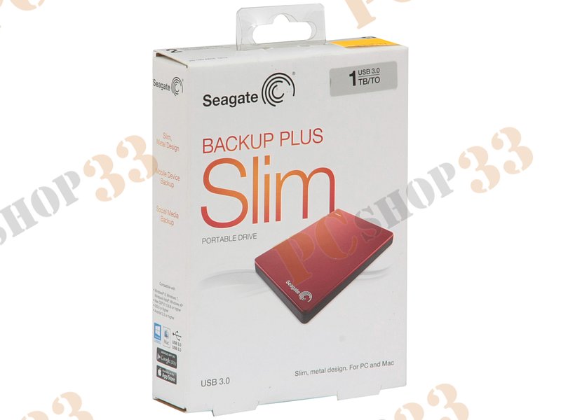 Внешний жесткий диск 1000ГБ 2.5 Seagate Backup Plus Portable STDR1000203, красно-черный (USB3.0)