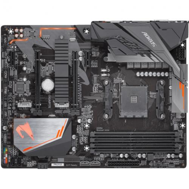 Мат. плата SocketAM4 GIGABYTE B450 AORUS ELITE (AMD B450, 4xDDR4, M.2, SATA III, RAID, 2xPCI-E, DVI, HDMI, 1Гбит LAN, USB3.1, ATX)