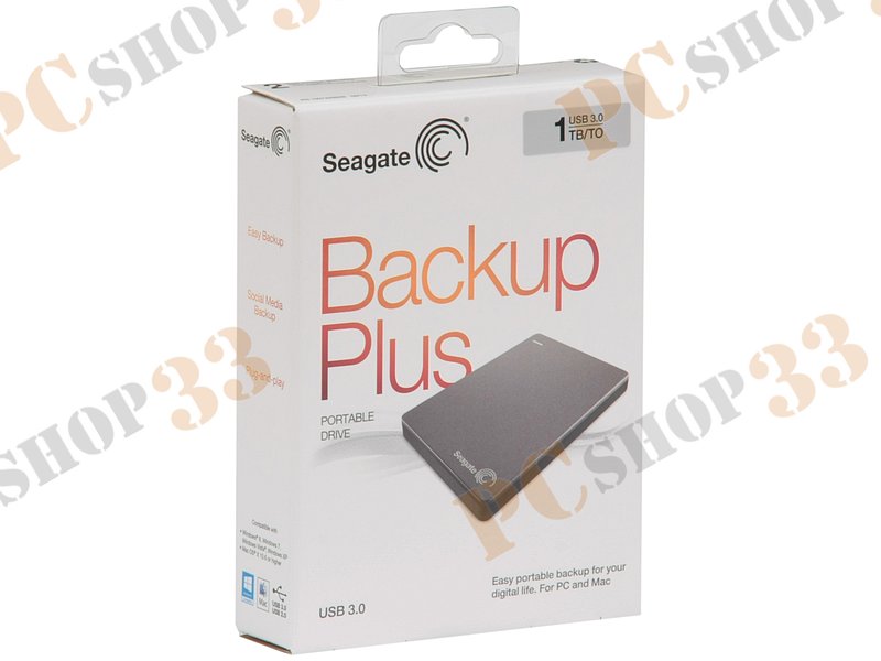 Внешний жесткий диск 1000ГБ 2.5 Seagate Backup Plus Portable STDR1000201, серый (USB3.0)