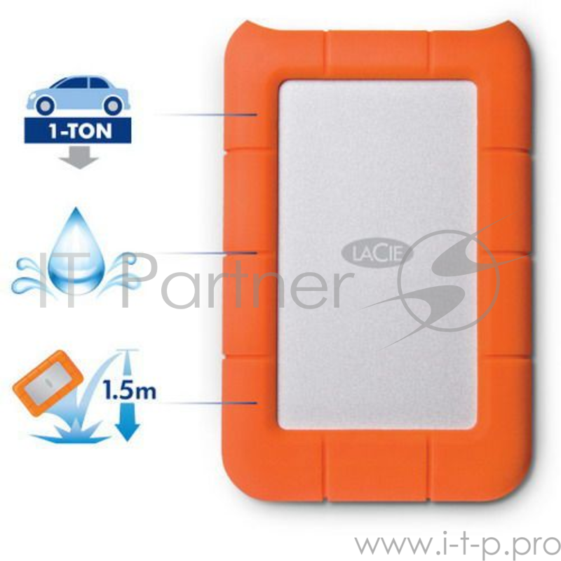 Внешний жесткий диск 2000ГБ 2.5 LaCie Rugged Mini, оранжевый (USB3.0)