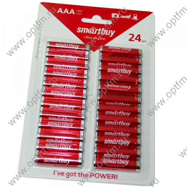 Батарейка алкалиновая SmartBuy AAA LR03 (блистер/24шт)