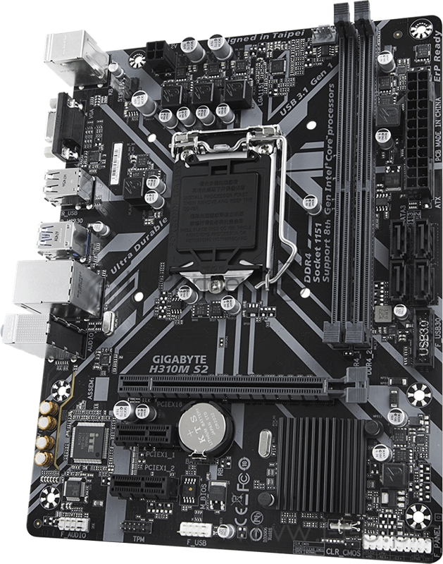 Материнская плата GIGABYTE H310M S2 1.0 <Socket-1151v2, Intel H310, 2xDDR4, 2xPCI-E+ PCI-E 16x, 4xSATA, VGA, 2xPS/2, 6xU