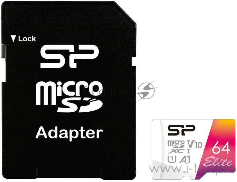 Флеш карта microSD 64GB Silicon Power Elite A1 microSDXC Class 10 UHS-I U3 100 Mb/s (SD адаптер)