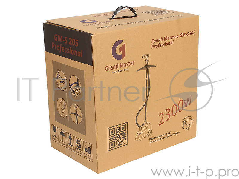 Отпариватель Grand Master GM-S205 Professional 2.3кВт, Бак 2.5л, Пар 80гр/мин, пкф(без каркасной вешалки), мех. упр, серебристый